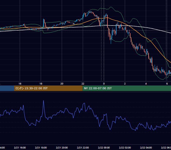 2025年2月21日（金） BTC/USD 5分足チャート