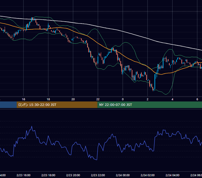 2025年2月23日（日） BTC/USD 5分足チャート