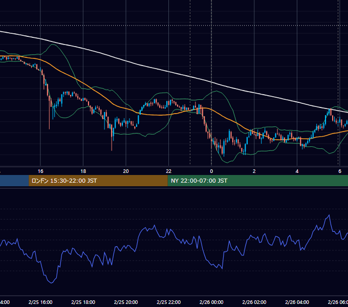 2025年2月25日（火） BTC/USD 5分足チャート