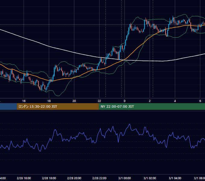 2025年2月28日（金） BTC/USD 5分足チャート