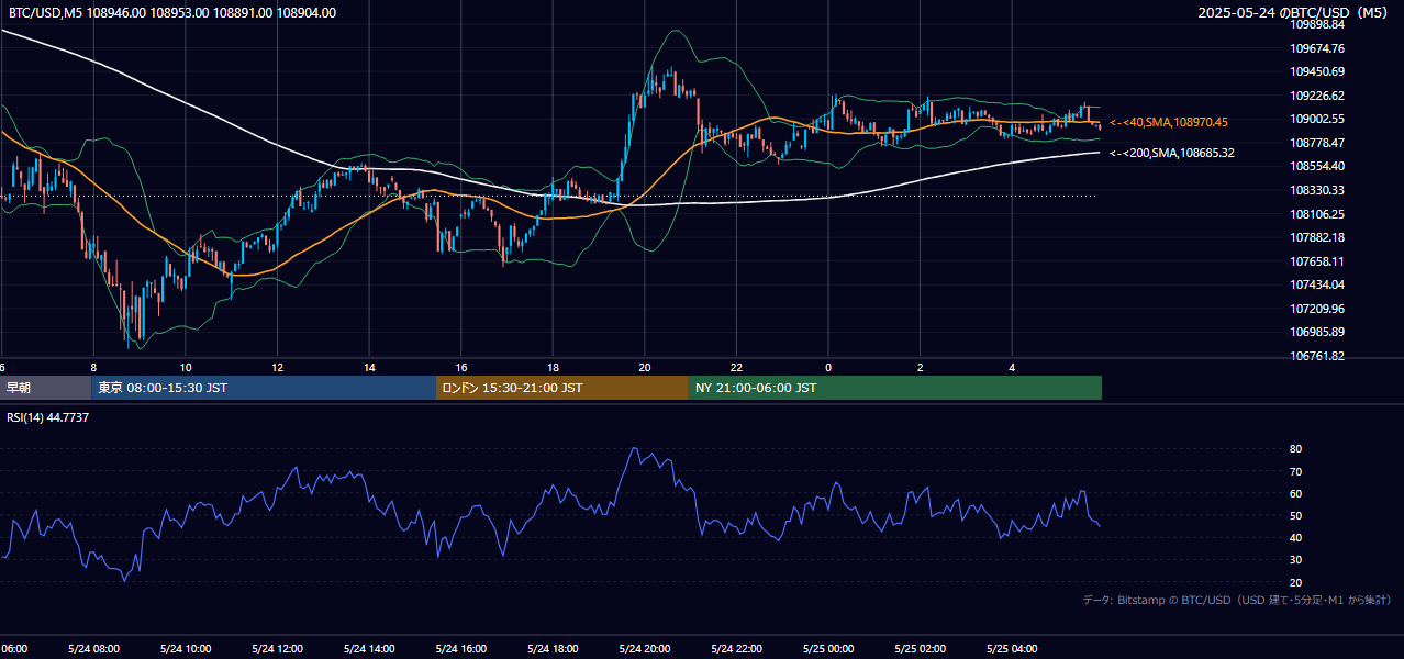 2025年5月24日（土） BTC/USD 5分足チャート