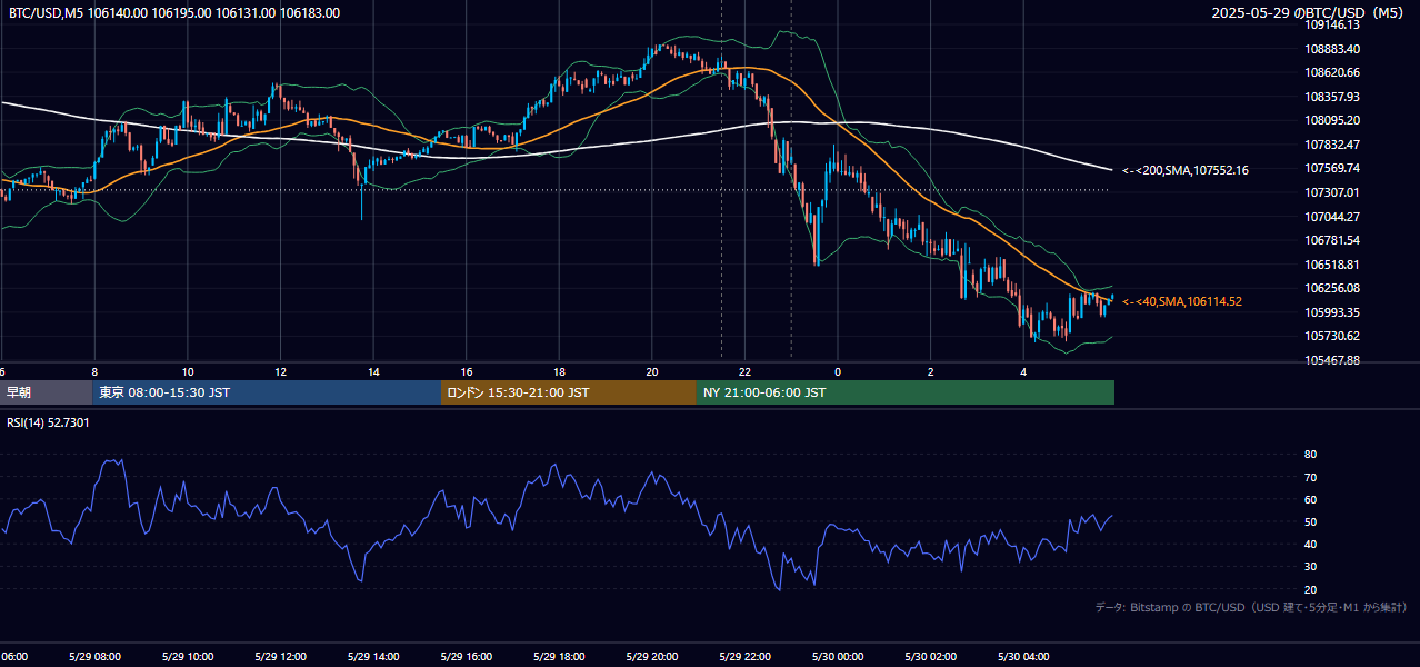 2025年5月29日(木) BTC/USD 5分足チャート