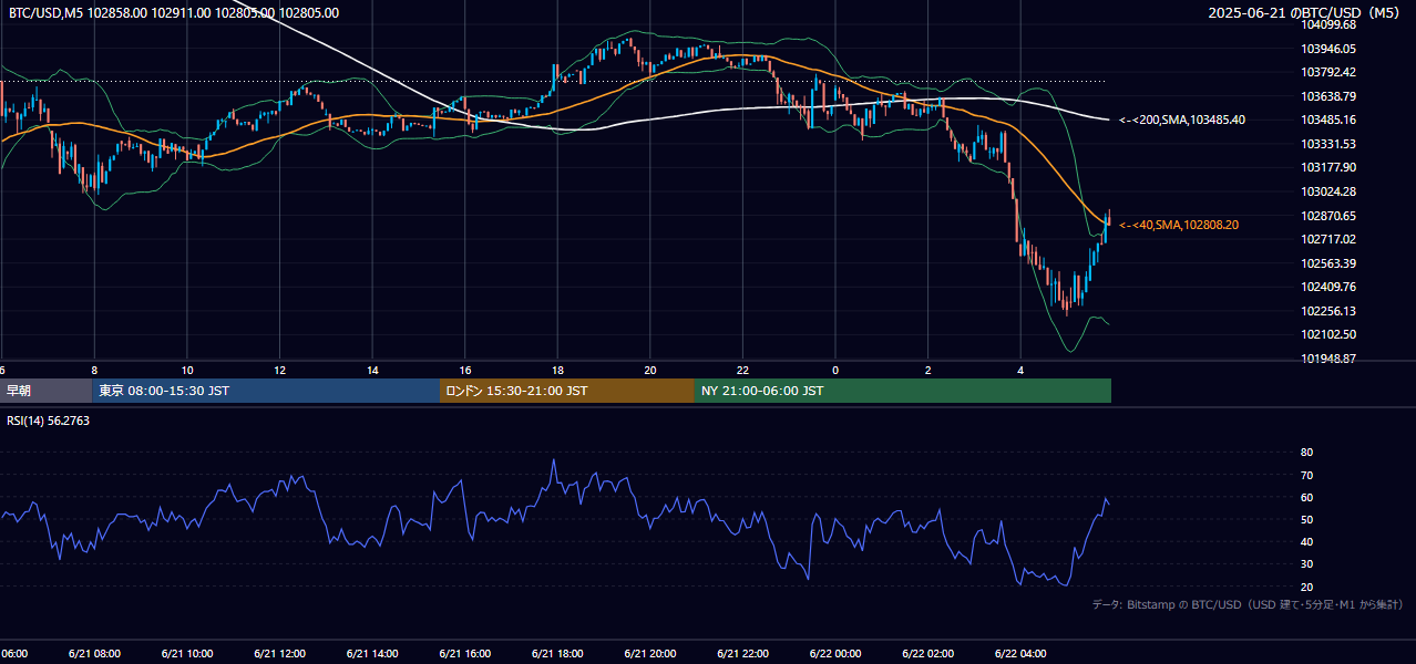 2025年6月21日（土） BTC/USD 5分足チャート