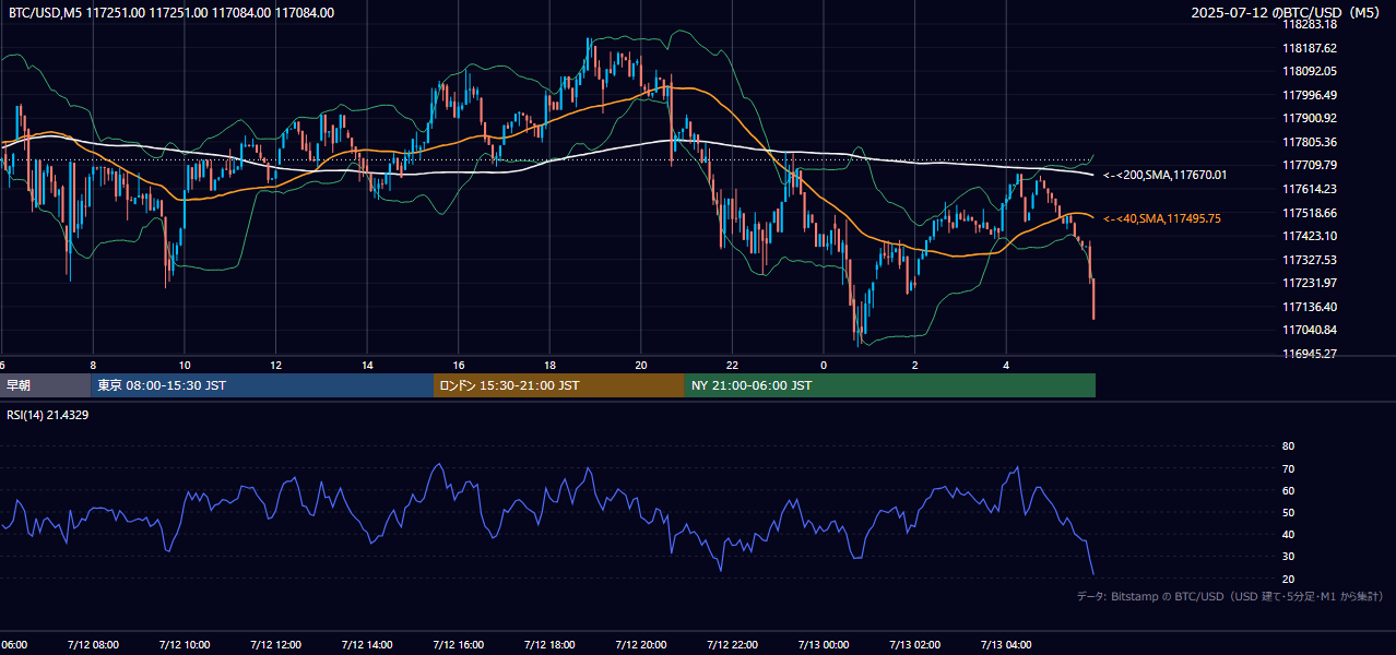 2025年7月12日(土) BTC/USD 5分足チャート