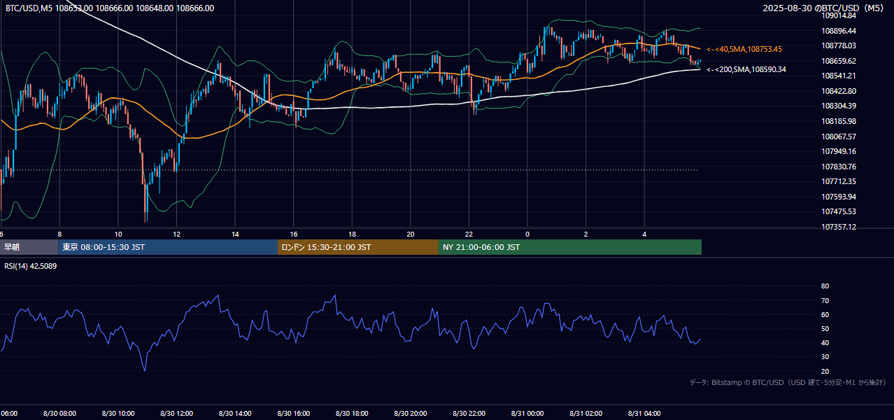 2025年8月30日（土） BTC/USD 5分足チャート