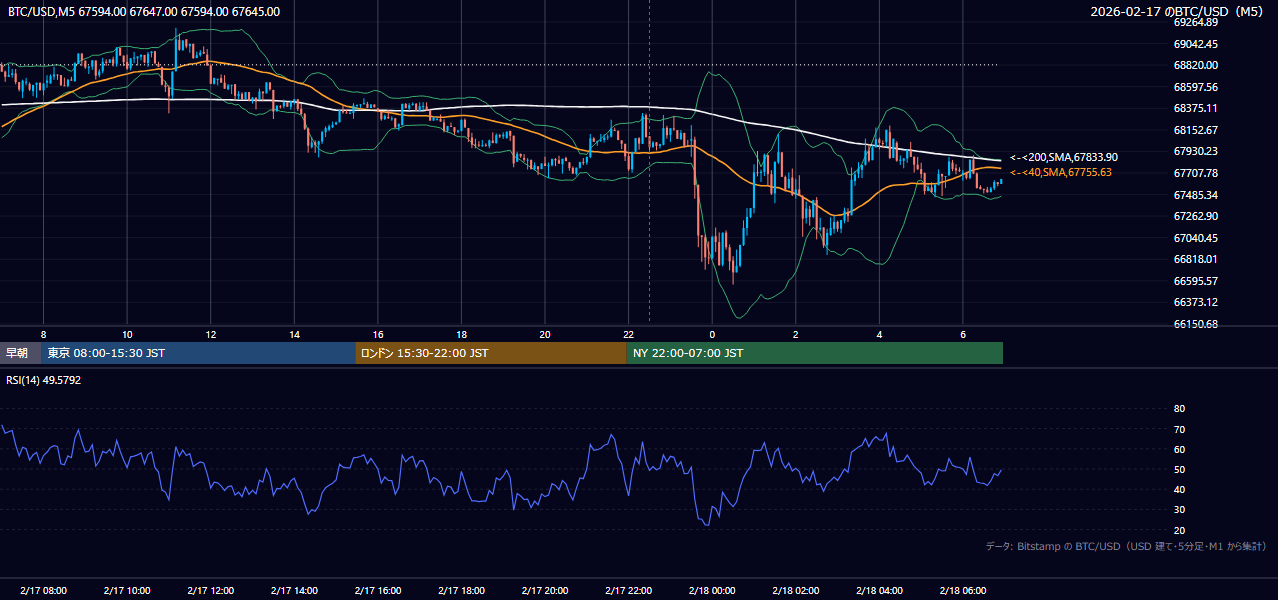 2026年2月17日（火） BTC/USD 5分足チャート