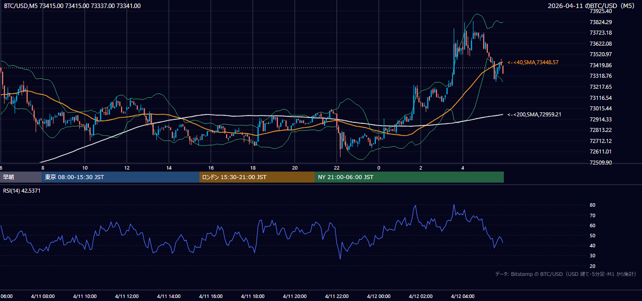 2026年4月11日（土） BTC/USD 5分足チャート