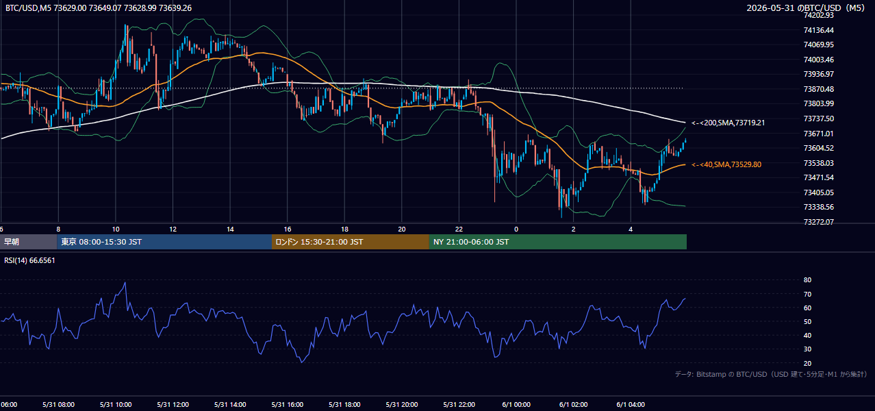 2026年5月31日（日） BTC/USD 5分足チャート