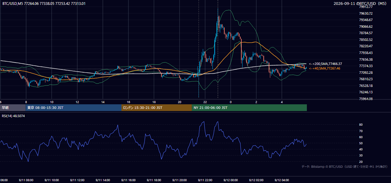 2026年9月11日（金） BTC/USD 5分足チャート