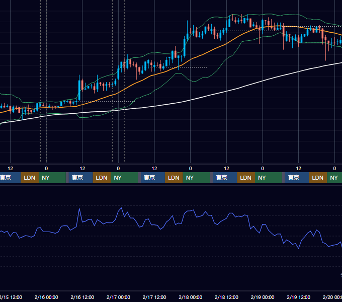2017年2月13日（月）〜2月19日（日） BTC/USD 1時間足チャート