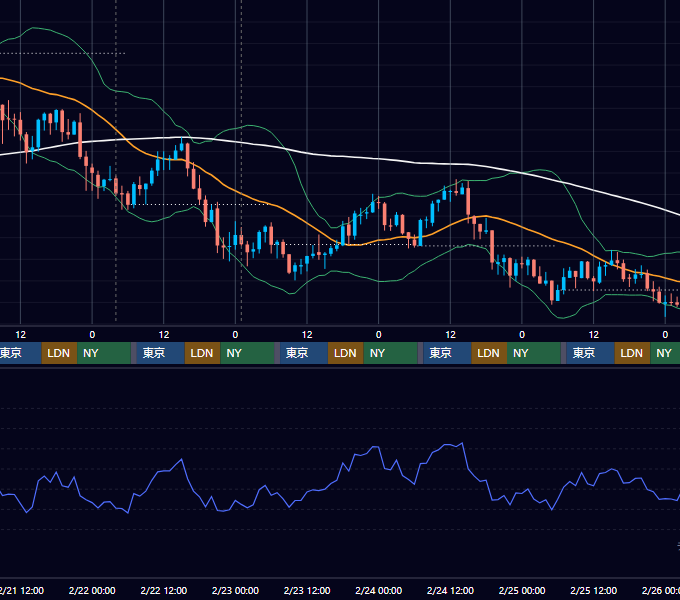 2018年2月19日（月）〜2月25日（日） BTC/USD 1時間足チャート