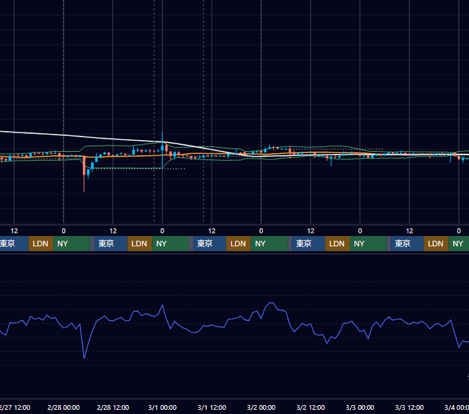 2019年2月25日(月)〜3月3日(日) BTC/USD 1時間足チャート