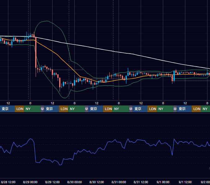 2019年8月26日（月）〜9月1日（日） BTC/USD 1時間足チャート