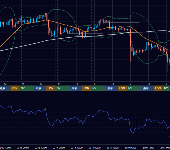 2020年2月10日（月）〜2月16日（日） BTC/USD 1時間足チャート