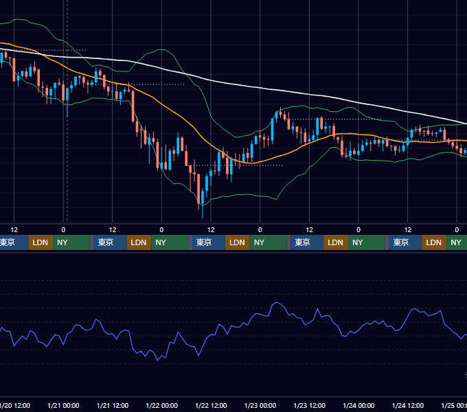 2021年1月18日（月）〜1月24日（日） BTC/USD 1時間足チャート