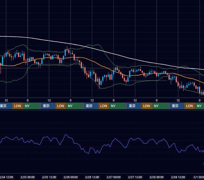 2021年2月22日（月）〜2月28日（日） BTC/USD 1時間足チャート