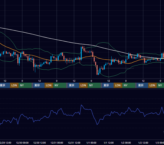 2021年12月27日(月)〜1月2日(日) BTC/USD 1時間足チャート