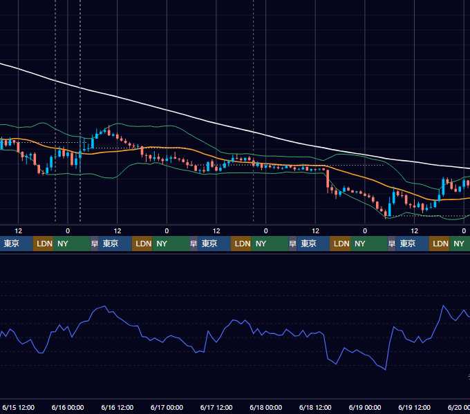 2022年6月13日（月）〜6月19日（日） BTC/USD 1時間足チャート