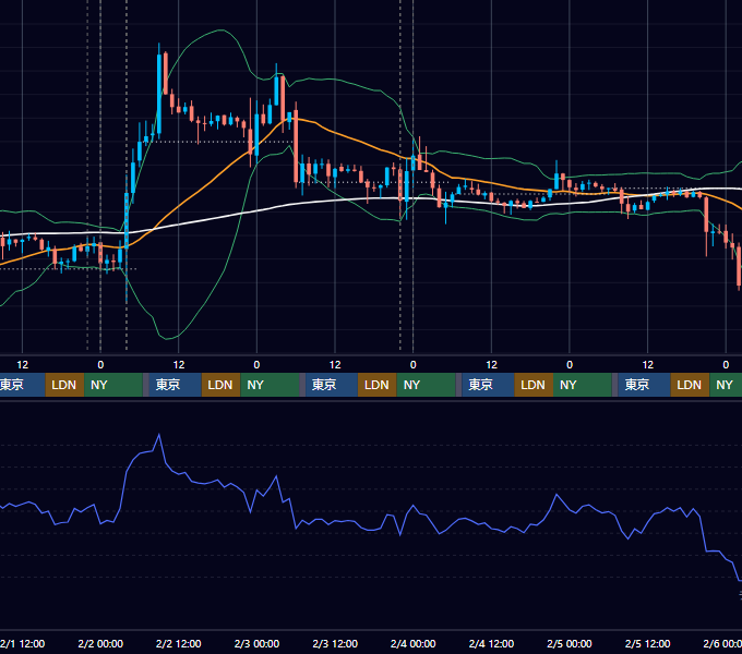 2023年1月30日（月）〜2月5日（日） BTC/USD 1時間足チャート