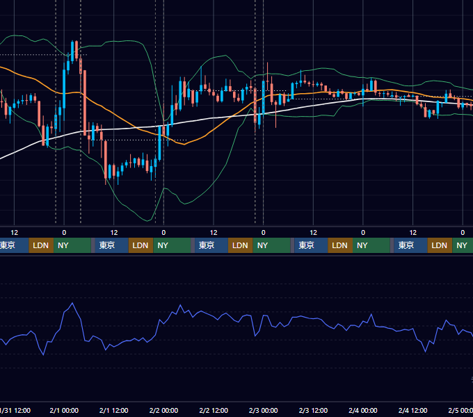 2024年1月29日（月）〜2月4日（日） BTC/USD 1時間足チャート