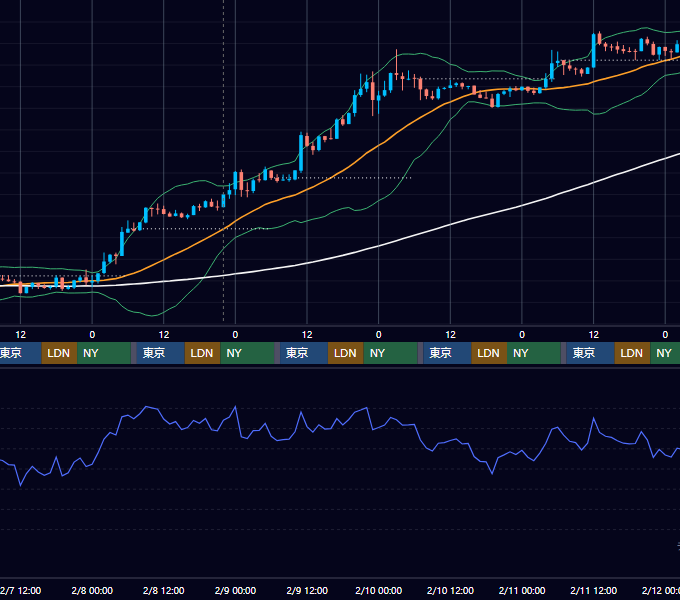 2024年2月5日（月）〜2月11日（日） BTC/USD 1時間足チャート