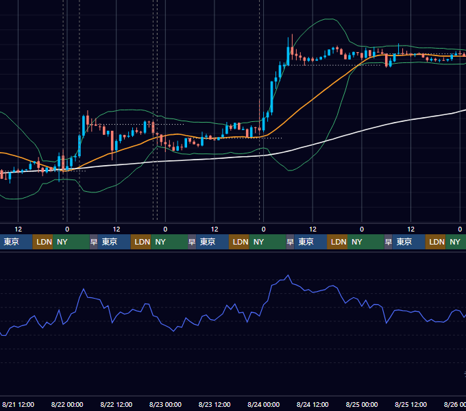 2024年8月19日（月）〜8月25日（日） BTC/USD 1時間足チャート
