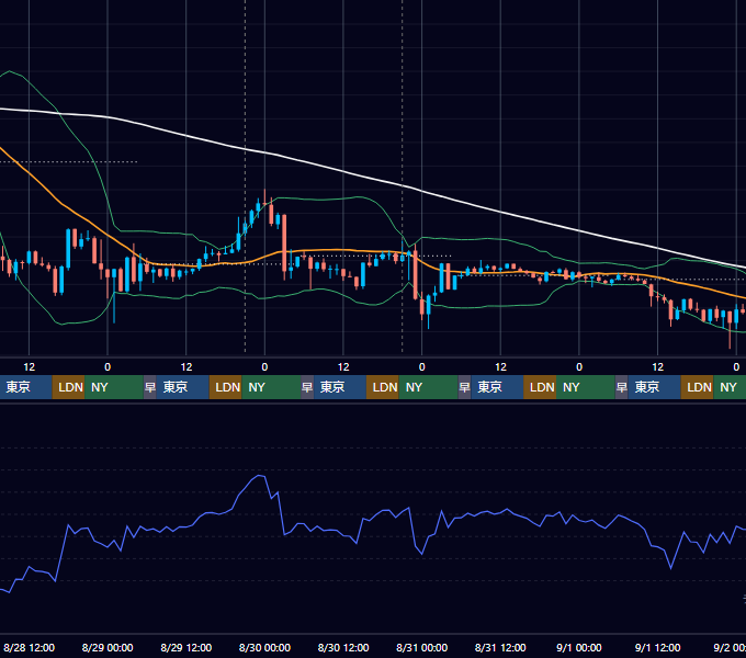 2024年8月26日（月）〜9月1日（日） BTC/USD 1時間足チャート