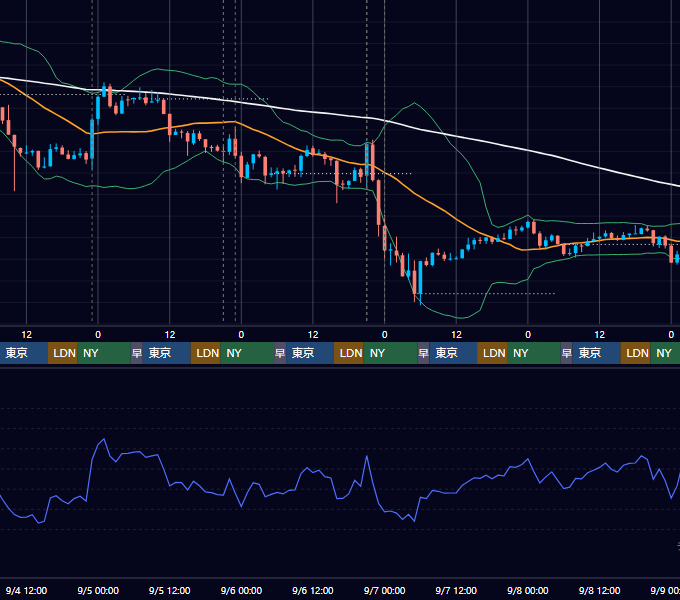 2024年9月2日（月）〜9月8日（日） BTC/USD 1時間足チャート