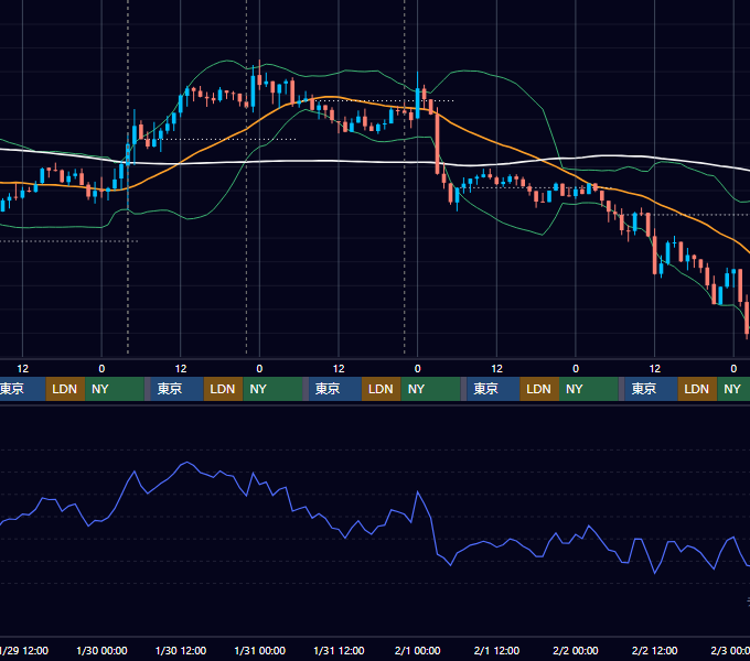 2025年1月27日（月）〜2月2日（日） BTC/USD 1時間足チャート