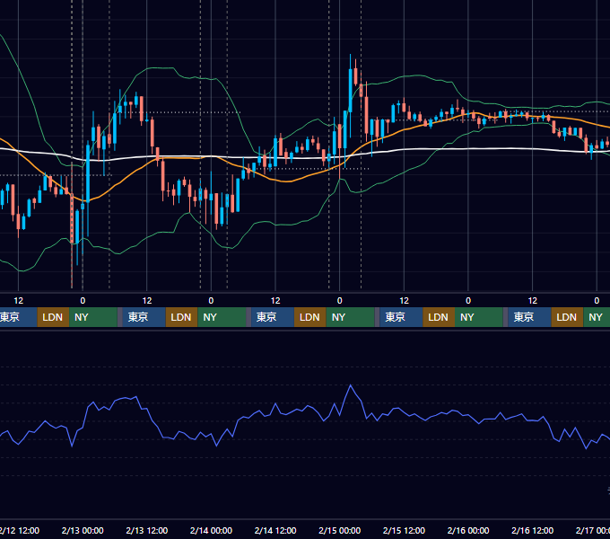 2025年2月10日（月）〜2月16日（日） BTC/USD 1時間足チャート