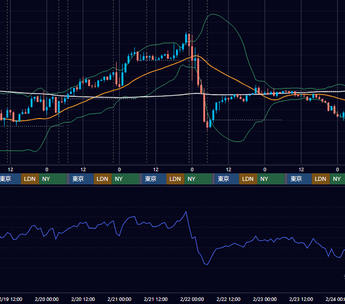 2025年2月17日（月）〜2月23日（日） BTC/USD 1時間足チャート
