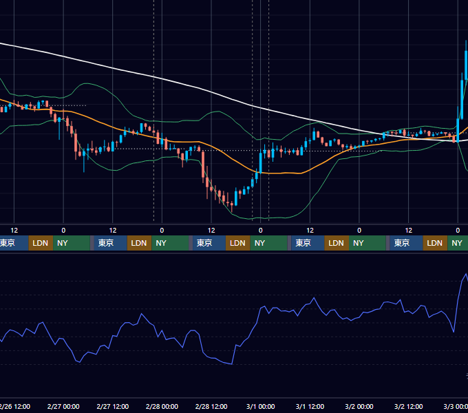 2025年2月24日(月)〜3月2日(日) BTC/USD 1時間足チャート