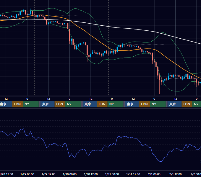 2026年1月26日（月）〜2月1日（日） BTC/USD 1時間足チャート